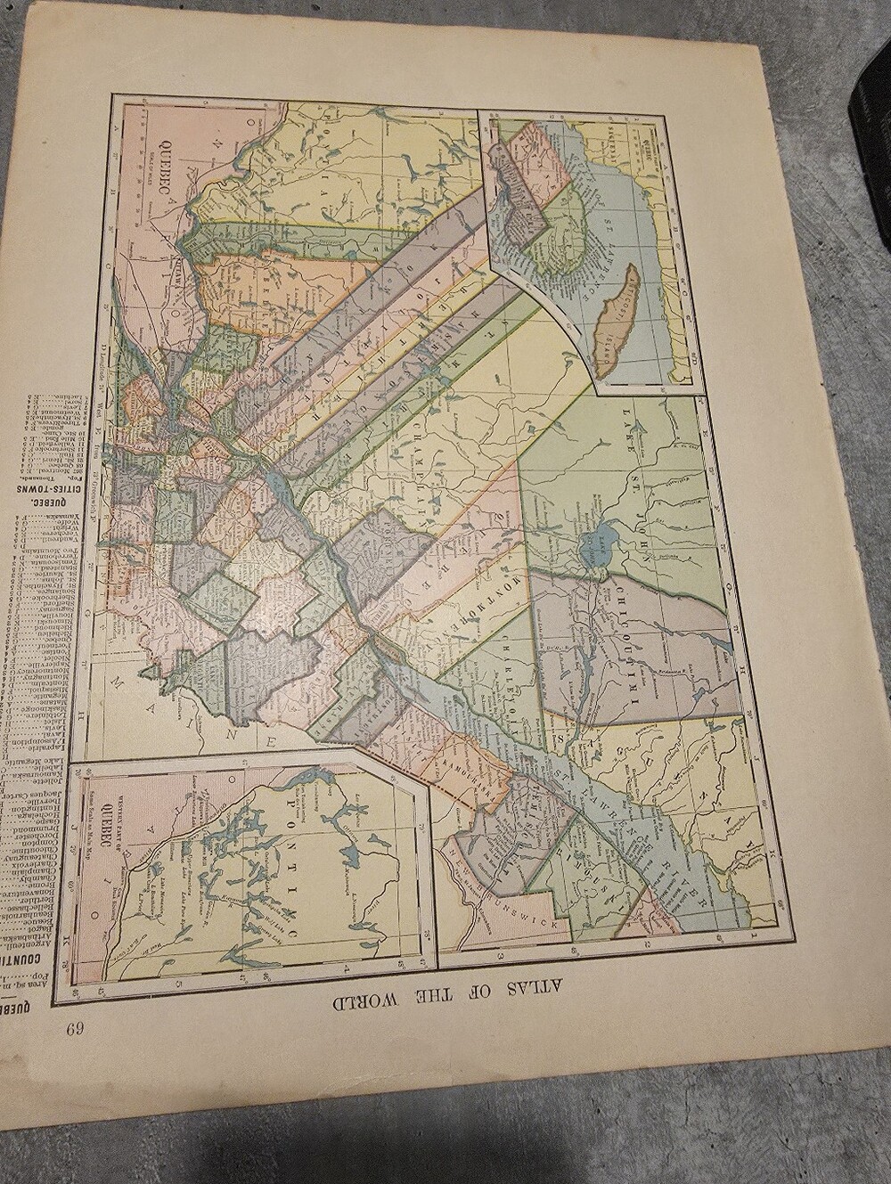 Antique map titled "Quebec" C.S. Hammond & Co. Copyright 1905 Canada